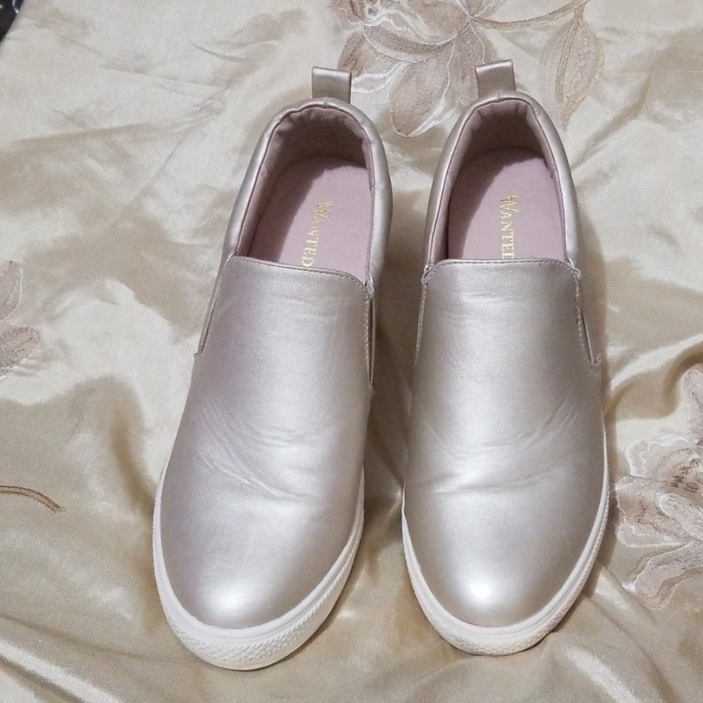 gold high heeled sneakers